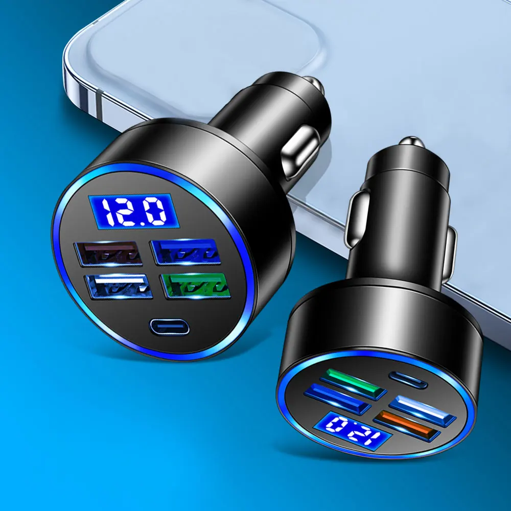 1pc Universal Car Digital Display Fast Charging Charger Car 4 Holes Charger Car 4USB Quick Charger Auto Interior Accessories