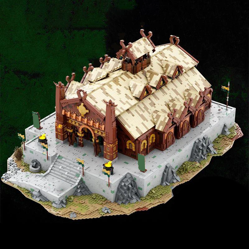 10029pcs MOC Horse Kingdom Golden Hall Fantasy Ring Model Building Blocks Construction Toy Christmas Gifts Creative DIY Idea 3D