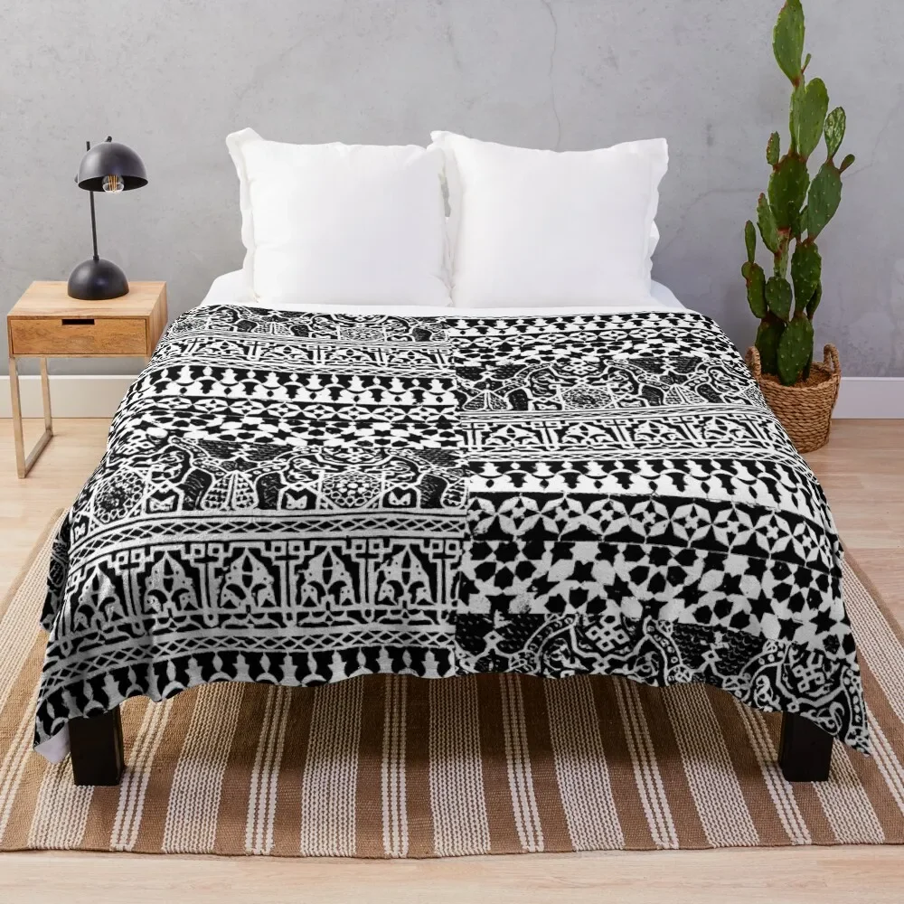 

“Morocco” In Black and White Throw Blanket Hairy for winter Custom anime Blankets