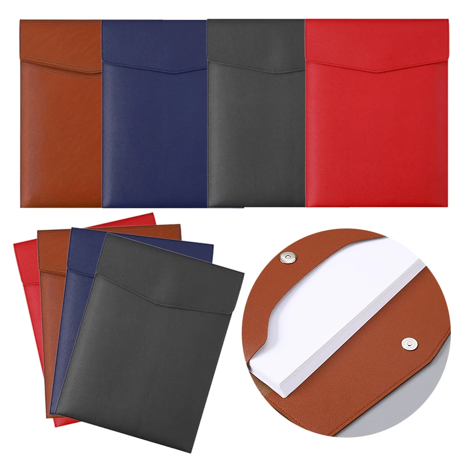 1PC Leather Document Bag A4 Size Elegant Portable Briefcase Data Contract Bill File Organizers Home Office Paperwork Storage ZYF