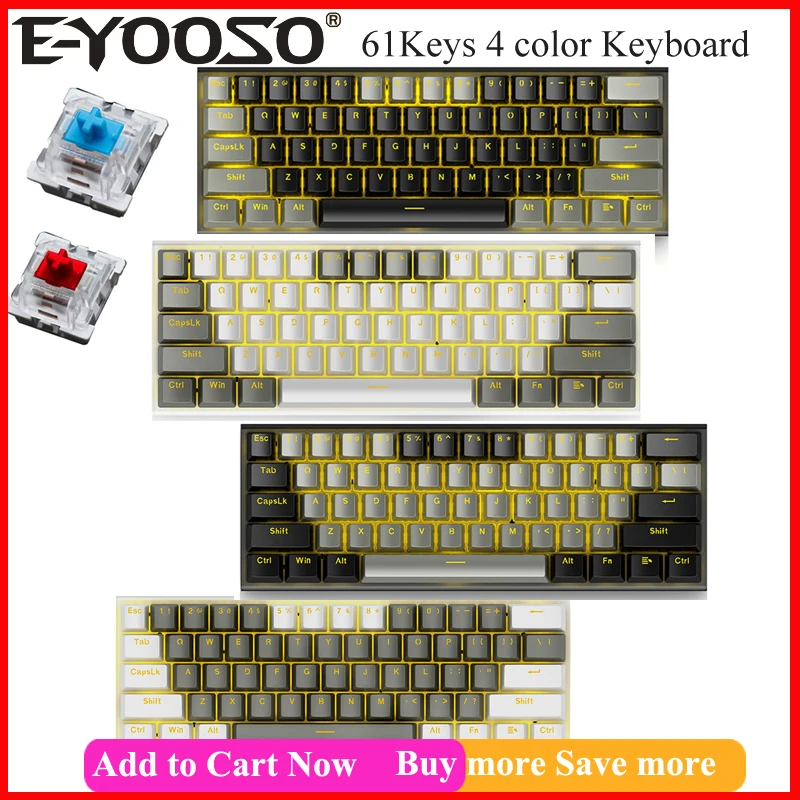 

Mini USB Wired Single Backlit Gamer Mechanical Keyboard 61Keys Mechanical Gaming Gaming Keyboards For Tablet Desktop Notebook