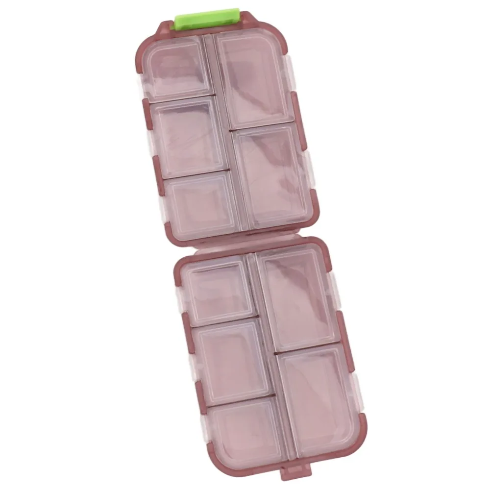 PP Medicine Box Waterproof Design 10 Compartments Medicine Case Buckle Lock Portable Medicine Container Travel Use