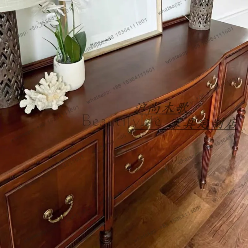 French retro solid wood dining side cabinet porch foyer storage decorative cabinet