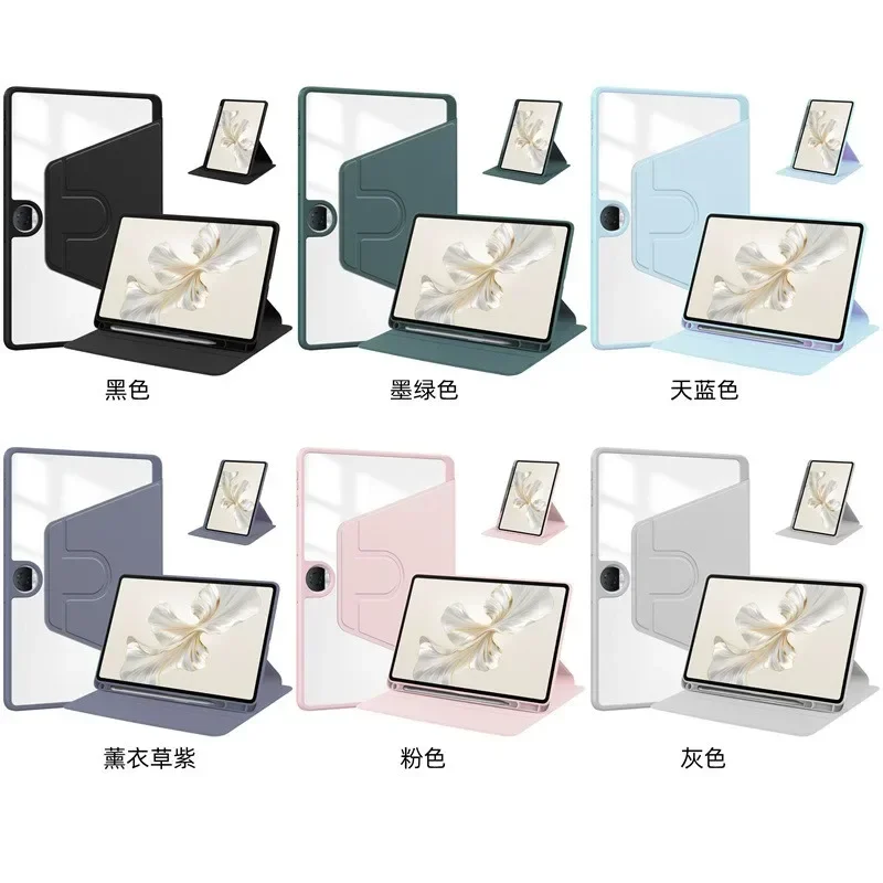 Funda con rotación acrílica para Oneplus Pad GO, funda con soporte de cuero PU de 11,4 pulgadas para OPPO PAD NEO Air 2 de 11,4 "2024 con portalápices