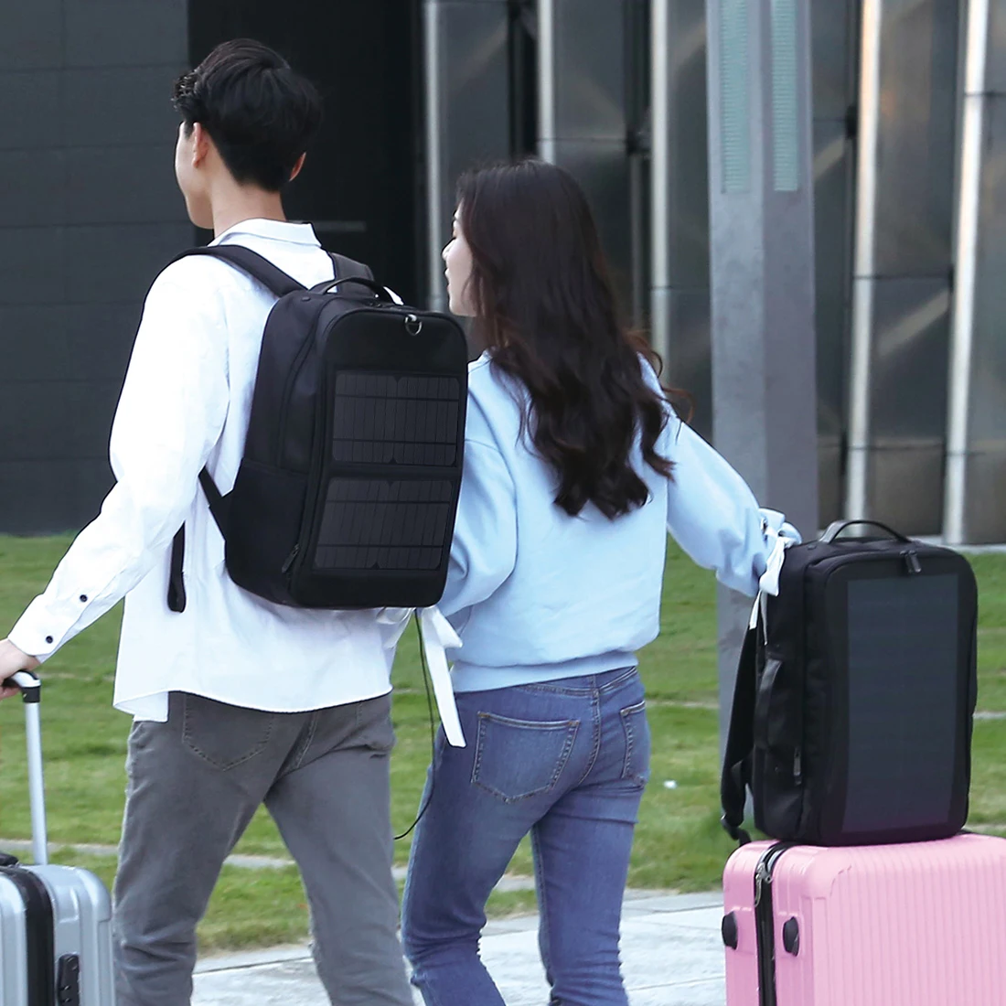 Haweel SOLAR แผงกระเป๋าเป้สะพายหลังความสะดวกสบายชาร์จแล็ปท็อปกระเป๋าสำหรับเดินทาง 14W เครื่องชาร์จพลังงานแสงอาทิตย์ W/H Handle และ Dual พอร์ตชาร์จ USB