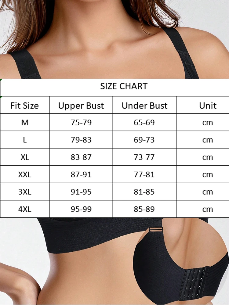 FINETOO M-4XL Women's Seamless Push-Up Bra with Removable Pads Comfortable Wireless Solid Color Adjustable Band Size Bra Top image 6