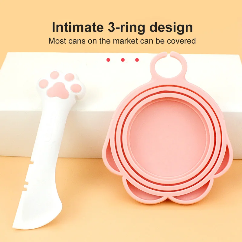 1~5PCS Pet Spoon Multifunctional Can Opener Wet Food Mixing Spoon Silicone Cat Can Sealing Cover Food Storage Dog Accessory