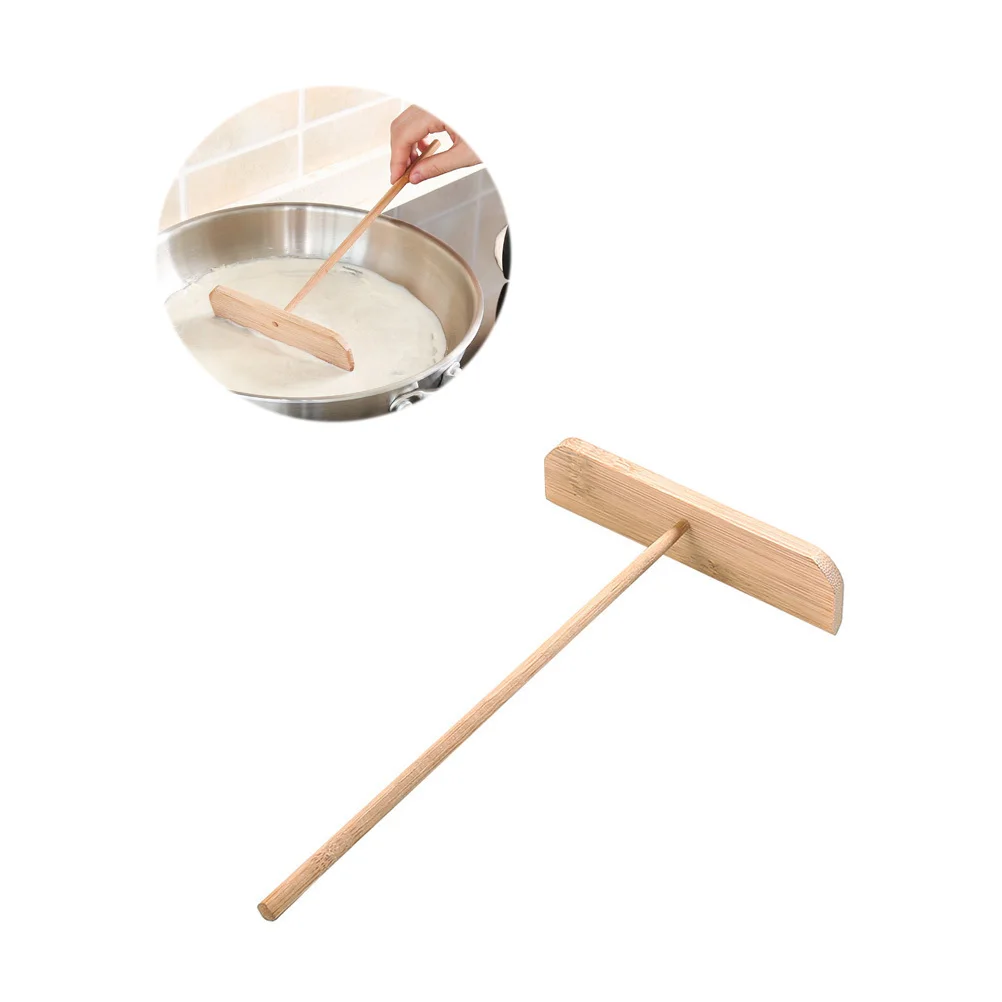 

5Pcs Smooth Finish Bamboo Pancake Scraper 23x13x3.5cm Rotatable Crepe Spreader Perfect Size for Skillet Frying Pan Kitchen