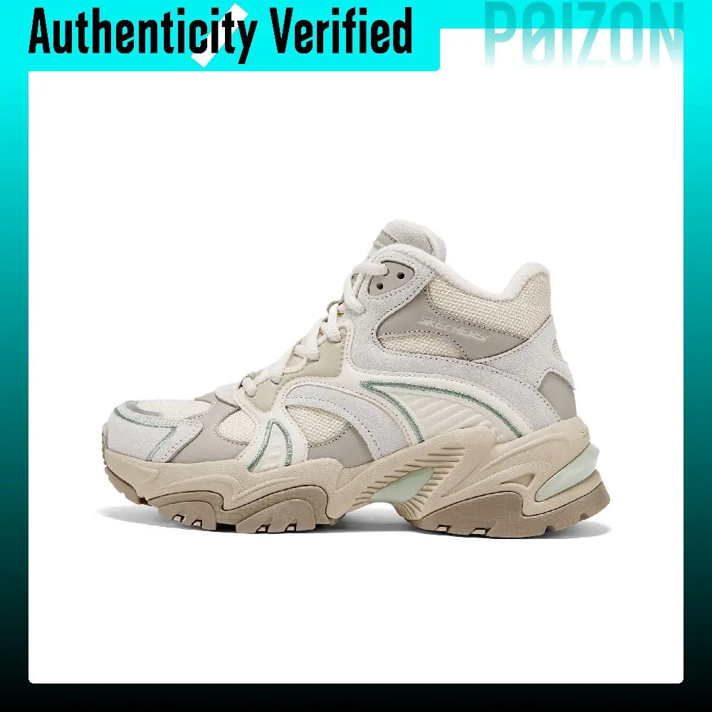 Skechers Vintage Mecha Shoes 2025 Fall Mid top Chunky Sneakers Women's Beige Gray 167987-NAT