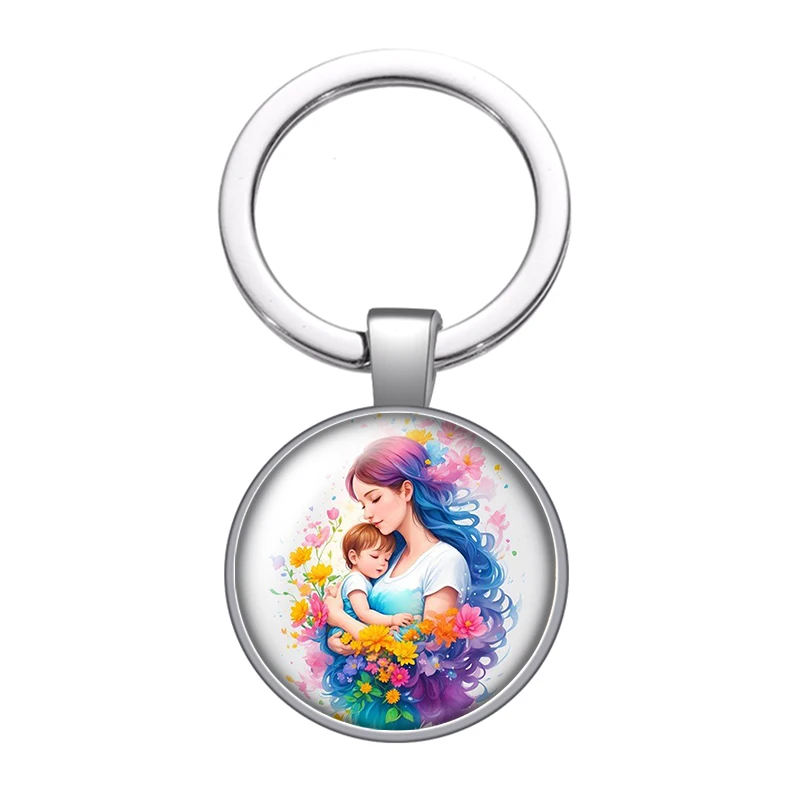 New Mom&Baby Best mom girls Love kids Family photo glass cabochon keychain Bag Car key chain Ring Holder Charms keychains