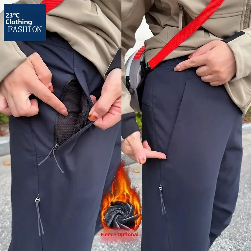 

Мужские повседневные брюки для активного отдыха, ветрозащитные, на флисовой подкладке, прямого кроя, дышащие, легкие, мягкие