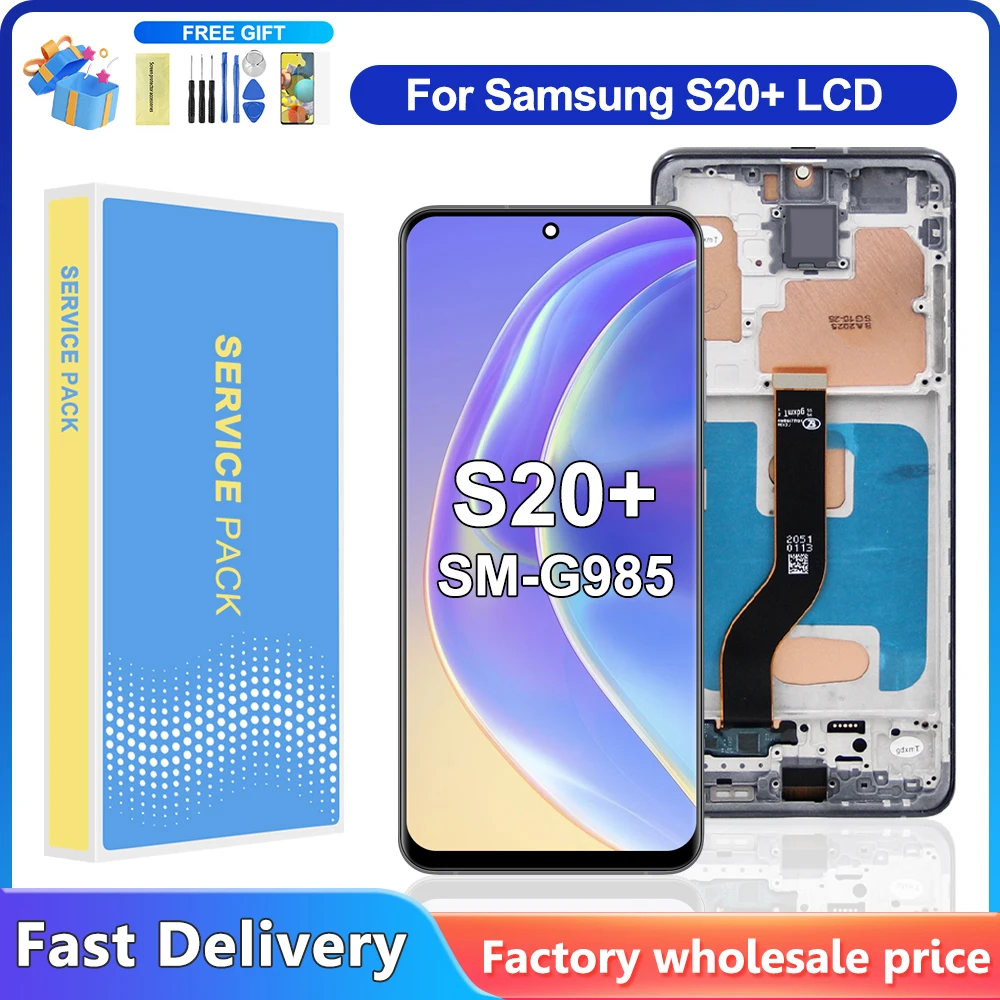 For Samsung S20 Plus TFT LCD Display Touch Screen with Frame Digitizer Assembly Compatible for G985 G985F G985F/DS G986