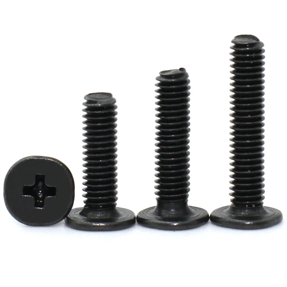 100pcs-1000pcs M1.2-M6  Black Steel Phillips Ultra Thin Flat Wafer Head Laptop Screw for Computer Glasses Phone
