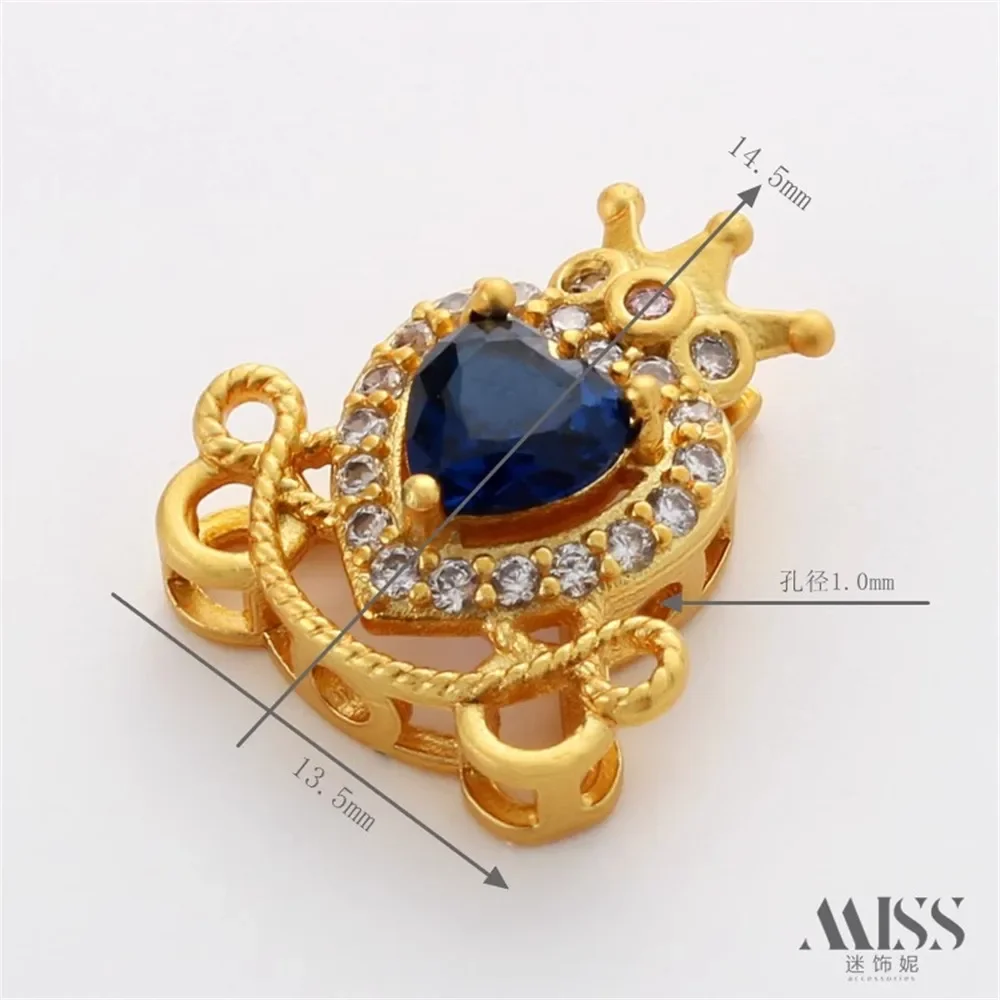 18K Gold Matte Gold Blue Topa Pumpkin Cart Peach Heart Diamond Crown Separated Bead DIY Bracelet Necklace Accessories