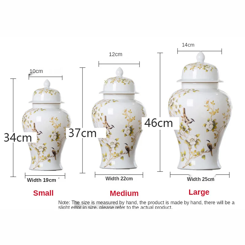 Imagem -03 - Chinês Tradicional Branco Gengibre Jar com Tampa Vaso com Flores Decorativo Templo Jar Capacete-shaped Médio 15 Inche Porcelana va