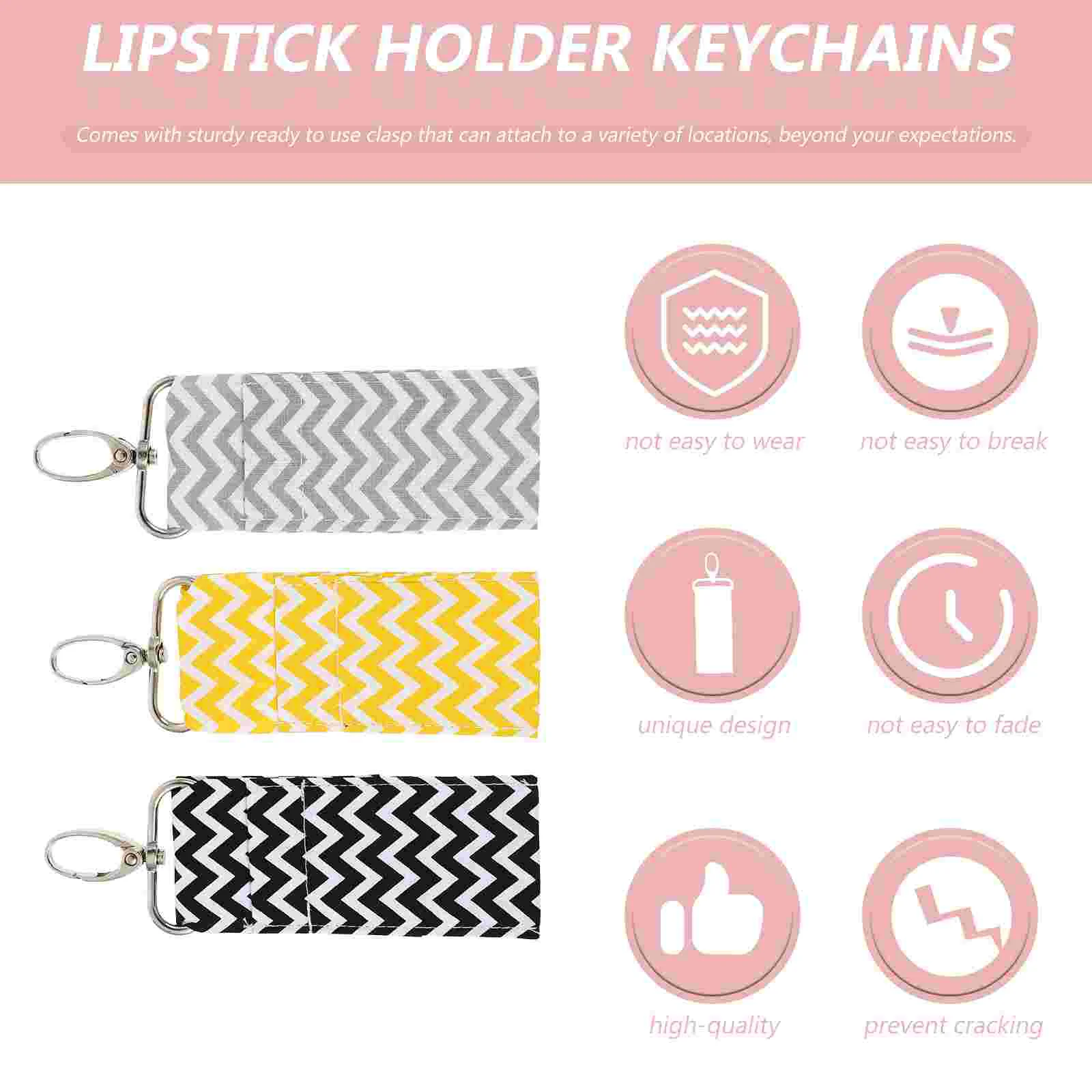 3 Pcs Keychain Lipstick Bag Ring Fob Bracket Holder Pouch Gloss Cotton Case Balm Miss