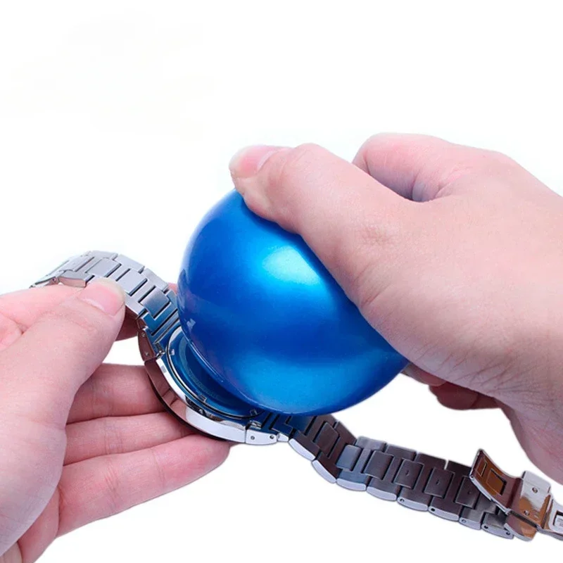 Caixa de relógio bola aberta azul 7cm de diâmetro borracha durável seguro confiável portátil bola de fricção para ferramenta de reparo profissional