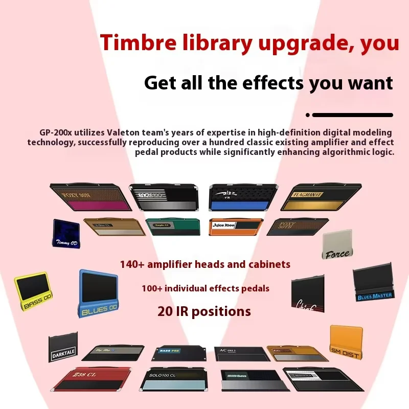 Valeton GP-200X Electric Guitar Effect Device Comprehensive Metal Sound Card Bass Phrase Loop Recording Instruments Accessory