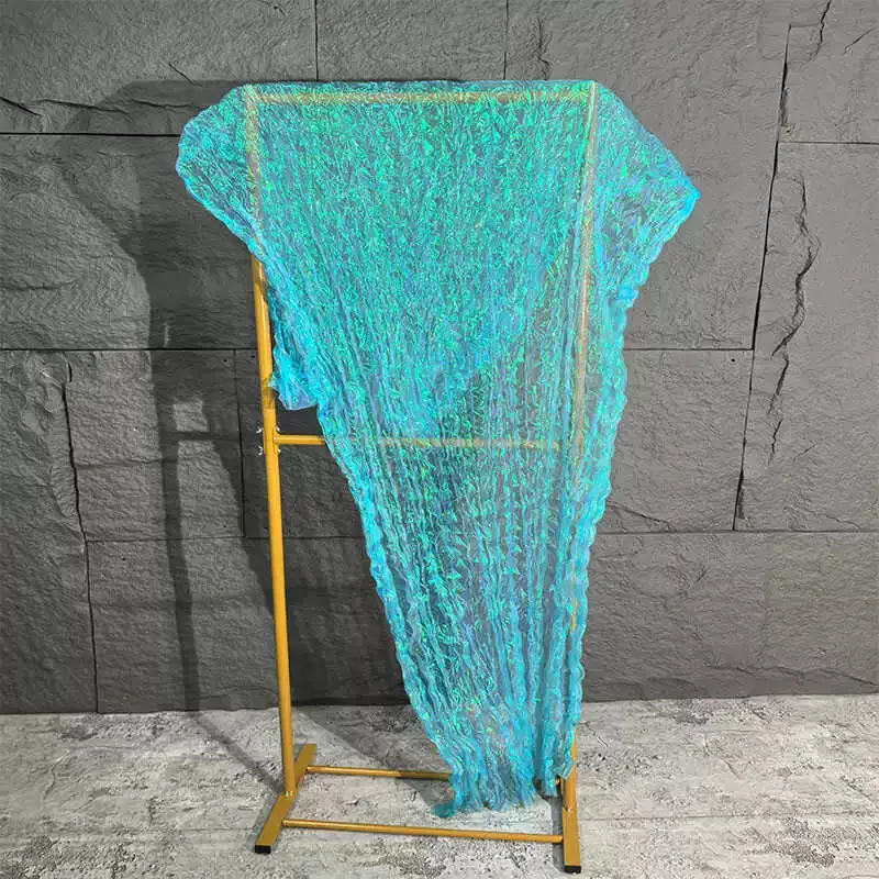 1yard Gradient iridescent organza pleated water light yarn fabric background decoration dress designer fabric for clothing