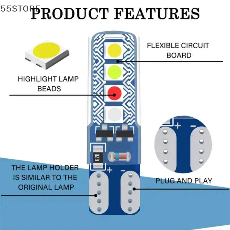 

10 шт. RGB T10 3030 8SMD светодиодный автомобильный номерной знак, стробоскопическая вспышка, светодиодные габаритные огни W5W/194, боковой габаритный фонарь для парковки