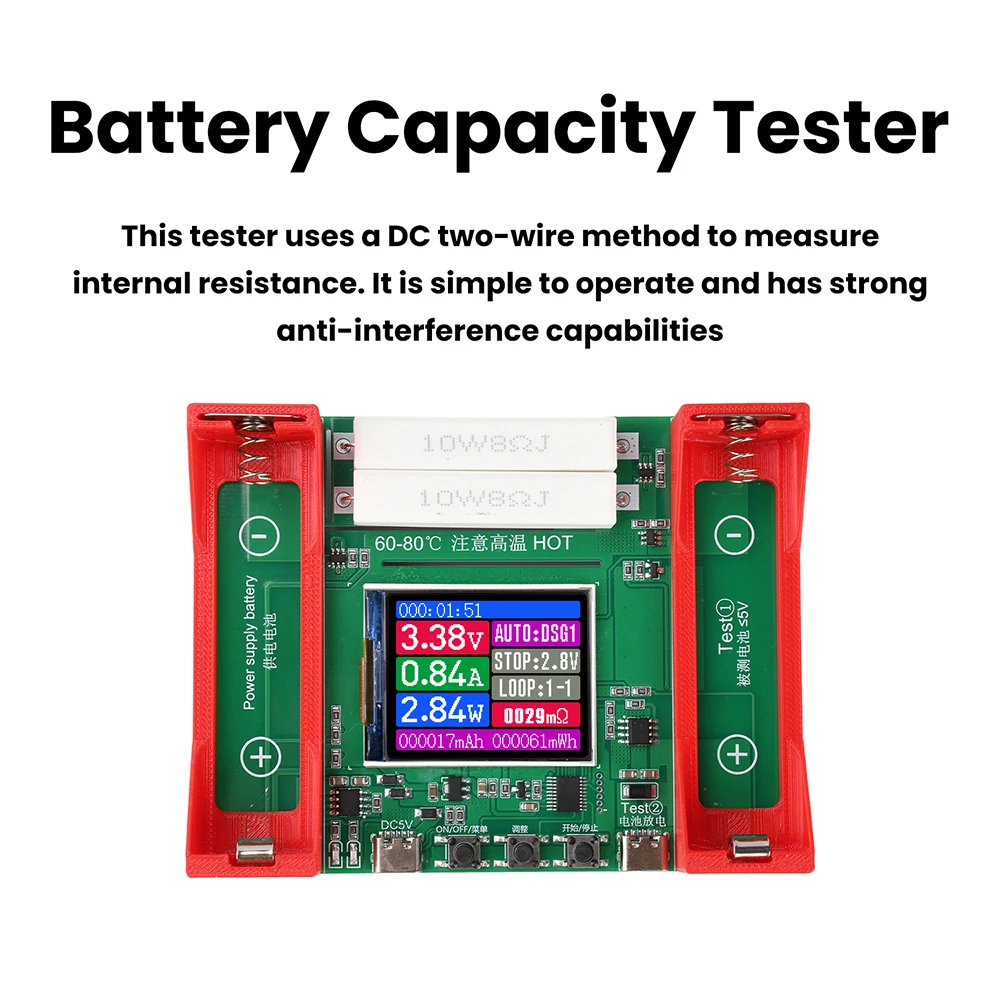 Battery Capacity Tester BT4-1CHN 21700 Single-Channel Type-C Powered with Auto Charge Stop & Internal Resistance Measurement