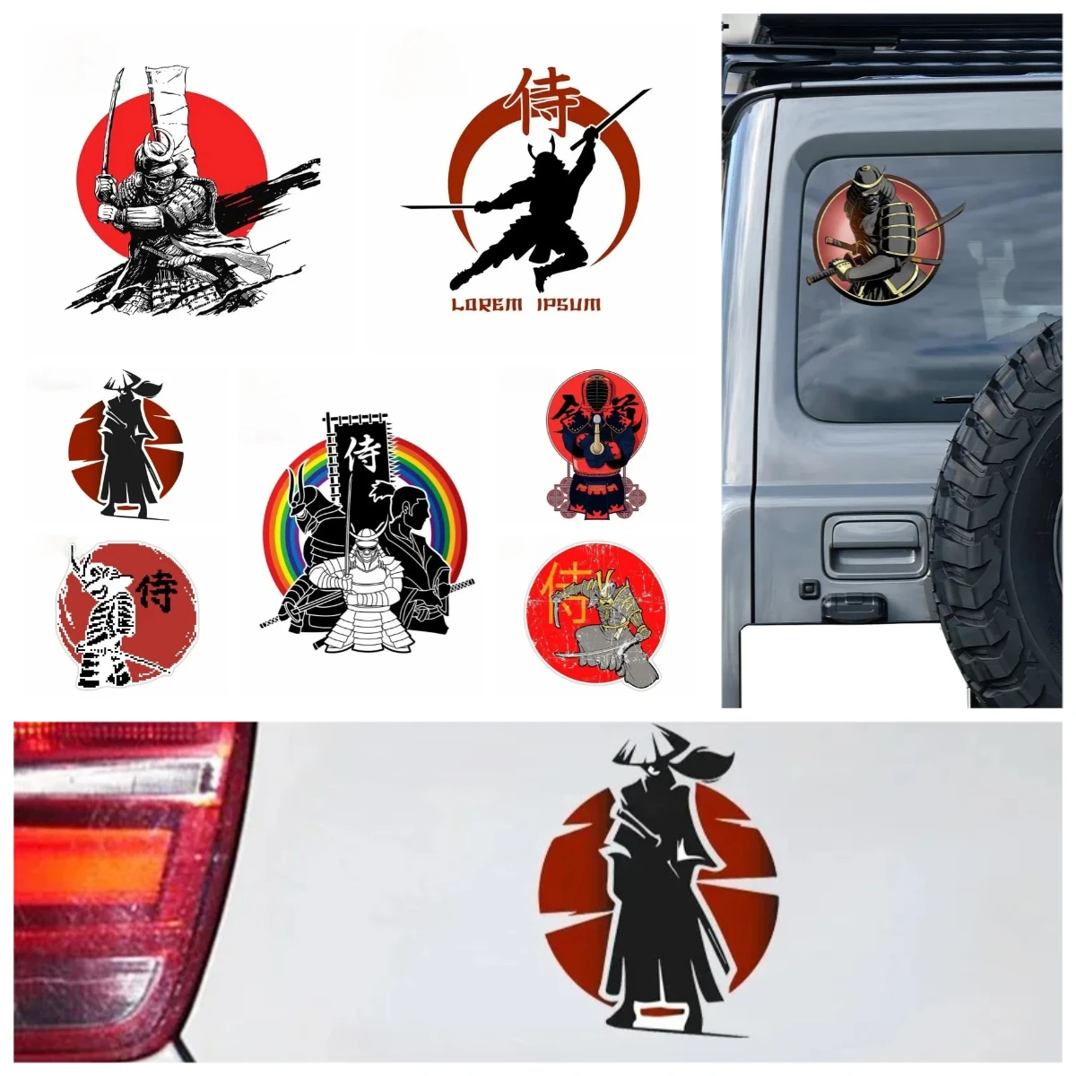 

Premium Samurai Vinyl Car Stickers Waterproof Scratch Resistant-Windshield Door Cover Window Dashboard Decal for Motorcycle&Car