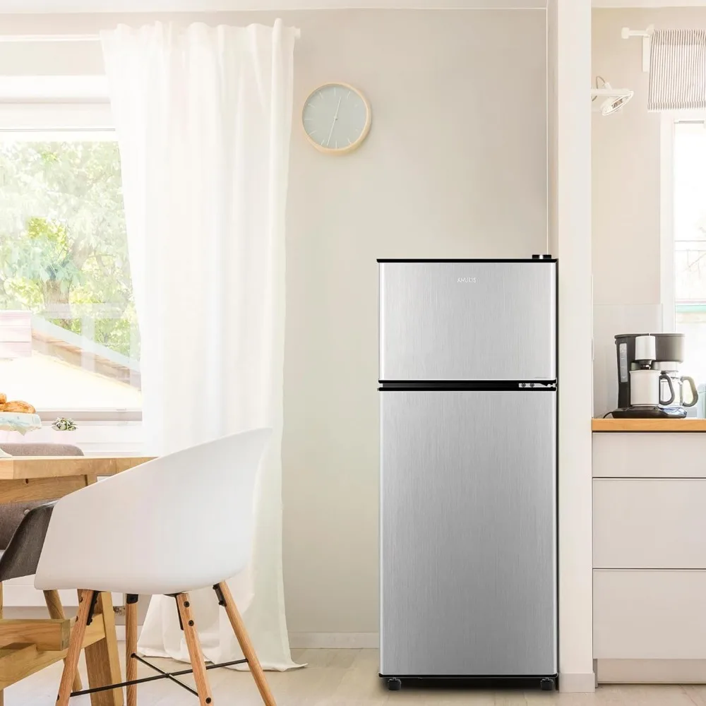 Mini refrigerador compacto com congelador para apartamento, dormitório, escritório, porão familiar, 4,0 pés cúbicos, 2 portas