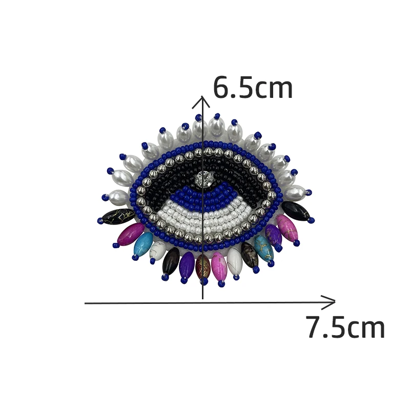 Handmade Pérolas Rhinestone Bordado Eye Vestuário Patch, Pano Adesivo, Broche DIY, Saco, Cap Decoração, Acessórios, Fábrica Atacado