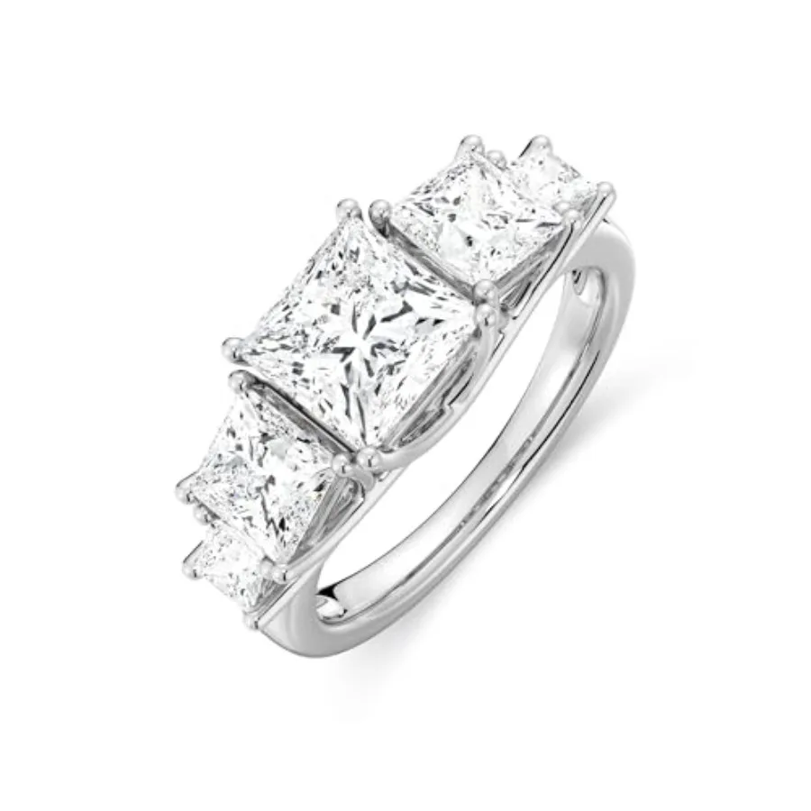 

MOOSEA Princess Cut 5 Stone Moissanite Wedding Band, 4.2CT Lab Created Moissanite 925 Sterling Silver Wedding Ring Personalized