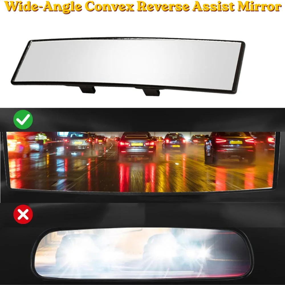 Car Mirror Anti Fog Anti Dazzle Panoramic Expanded View Snap On Stable For Family Driving Baby Observation Rear View Mirror