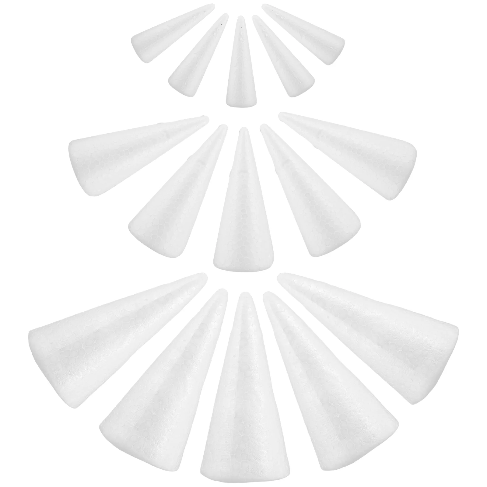 15 Pcs Christmas Tree Foam Children Cone Cones for DIY Outdoor Decor Craft Tabletop White Ornaments Material