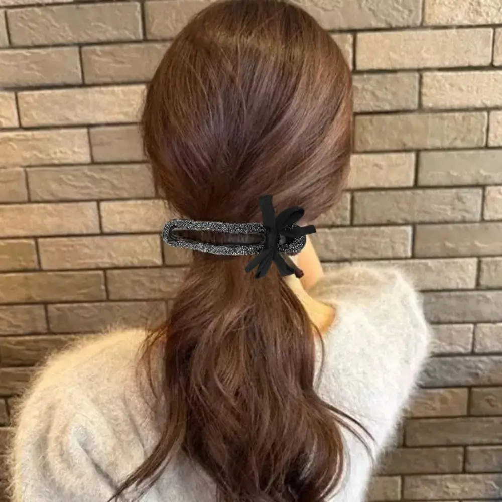 Hair Ornament Large Duckbill Hair Clip No Irritation Duckbill Clip Straight Clip Rhinestones Pearls Bow Back of Head Barrette