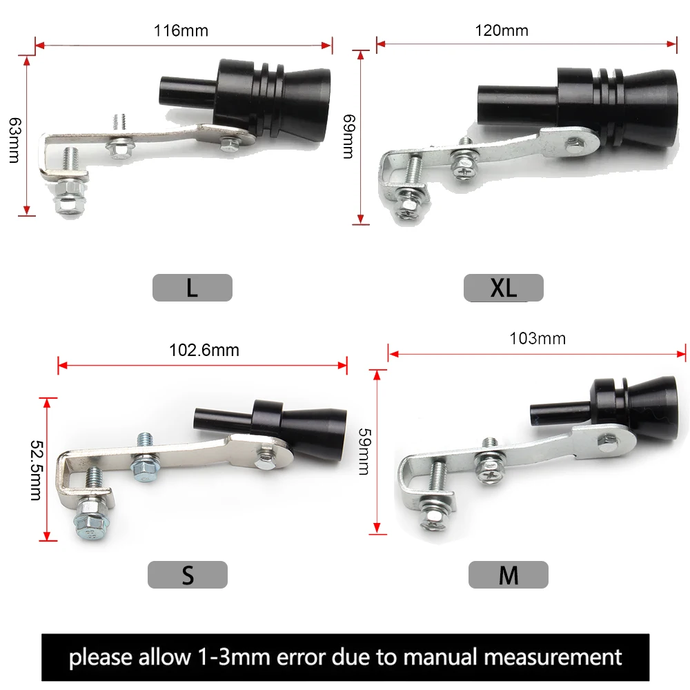 Universal Car Turbo Sound Whistle Vehicle Refit Device Exhaust Pipe Turbo Sound Simulator Turbo Muffler Whistler S/M/L/XL