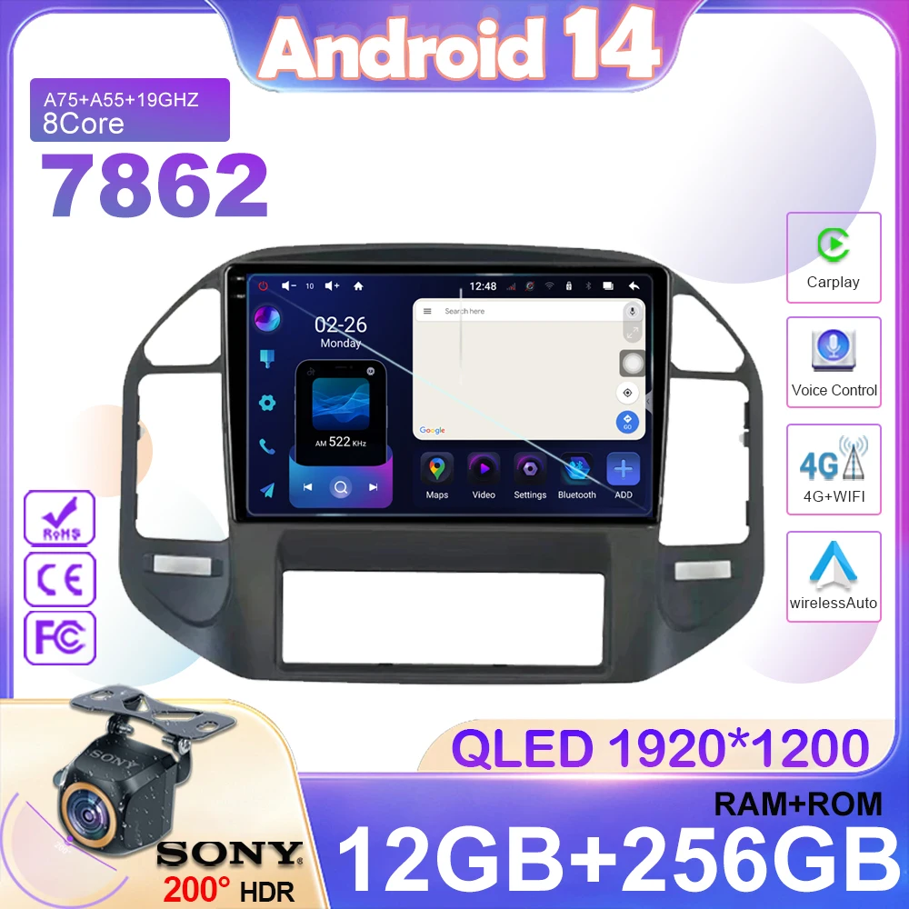 

Wireless Android Head Unit For Mitsubishi Pajero 3 V70 V60 1999-2006 Car Auto Radio Carplay Multimedia GPS Navigation No 2din 4G