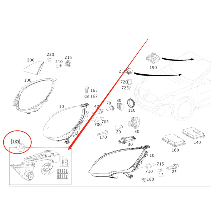 2518203314  2518203414 For Mercedes-Benz R CLASS W251 Headlight Repair Kit Headlight Bracket Claw Car Repair Parts R300 R350