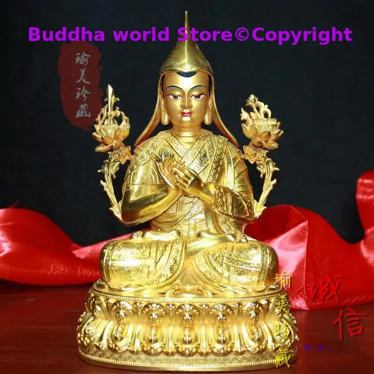 High grade TOP buddha statue Buddhism Gelugpa Yellow Sect Tibetan Lamaism Gilding golden Lama Tsongkhapa ZONG KABA Buddha statue