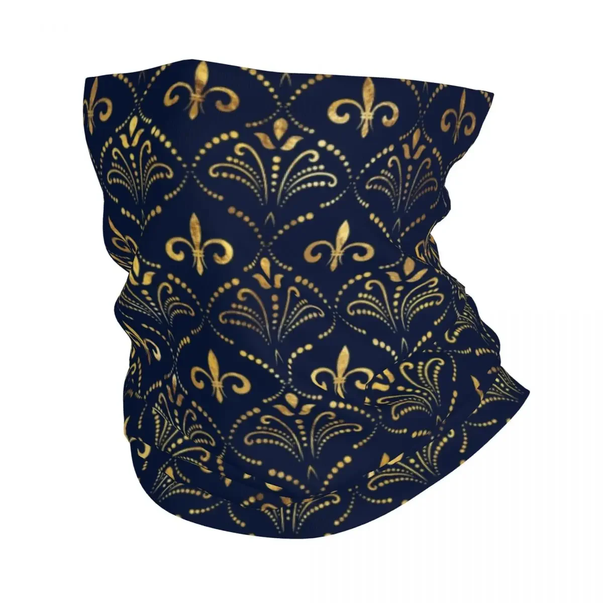 Elegant Lily Floral Fleur De Lys Pattern Winter Headband Neck Warmer Ski Running Tube Scarf Fleur-de-lis Face Bandana Gaiter