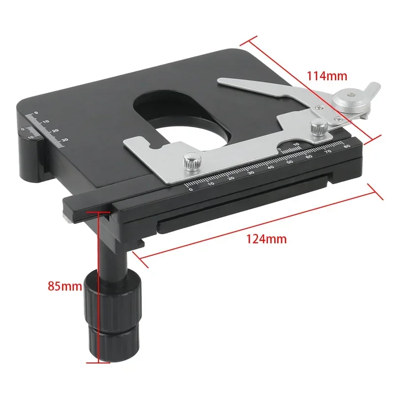 XY Axis Metal Mechanical Stage Mobile Platform with Scale for Biological Microscope Slide Specimen Moving Clamp