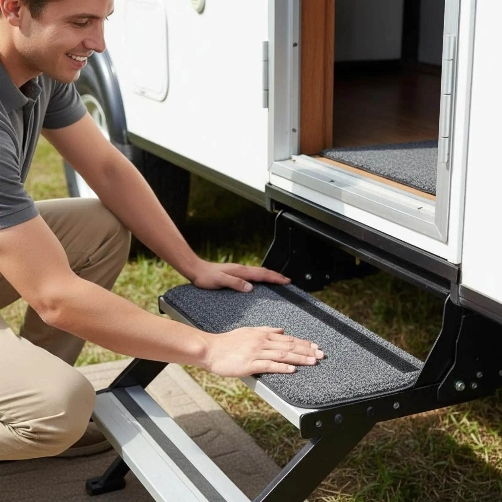 

4 Pieces RV Step Cover Anti-Slip Motorhome Step Step Cover Recreational Vehicle Stair Carpet Long-Lasting Recreational Vehicle