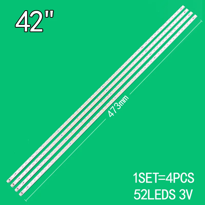 

4PCS/Set 473mm 52LED 3V For 42 inch LCD TV T420HW07 V.6 42T09007-06B L42E5200B LED42K11P LED42K01P BenQ E42-5000