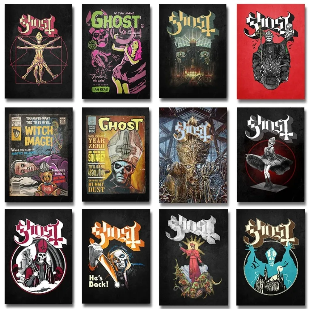 شبح الفرقة مجردة المشارك الثقيلة المعادن الفرقة الرسم على لوحات القماش الجدارية المعيشة مقهى ديكور المنزل #1