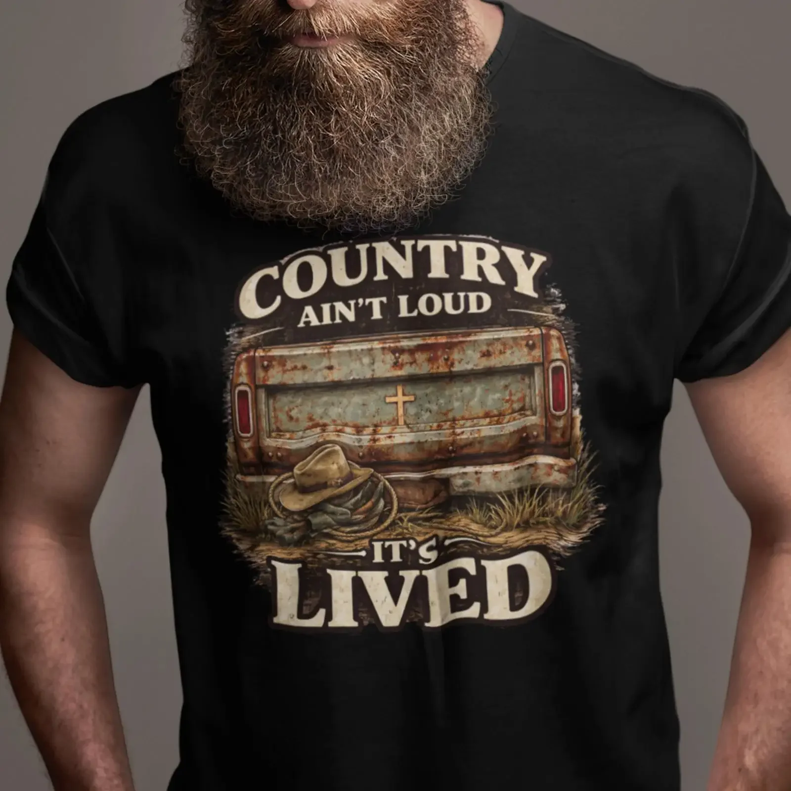 Country Ain't Loud It's Lived T Shirt Vintage Old Pickup Truck Western Lifestyle Bella Canvas 3001 vintage Washed
