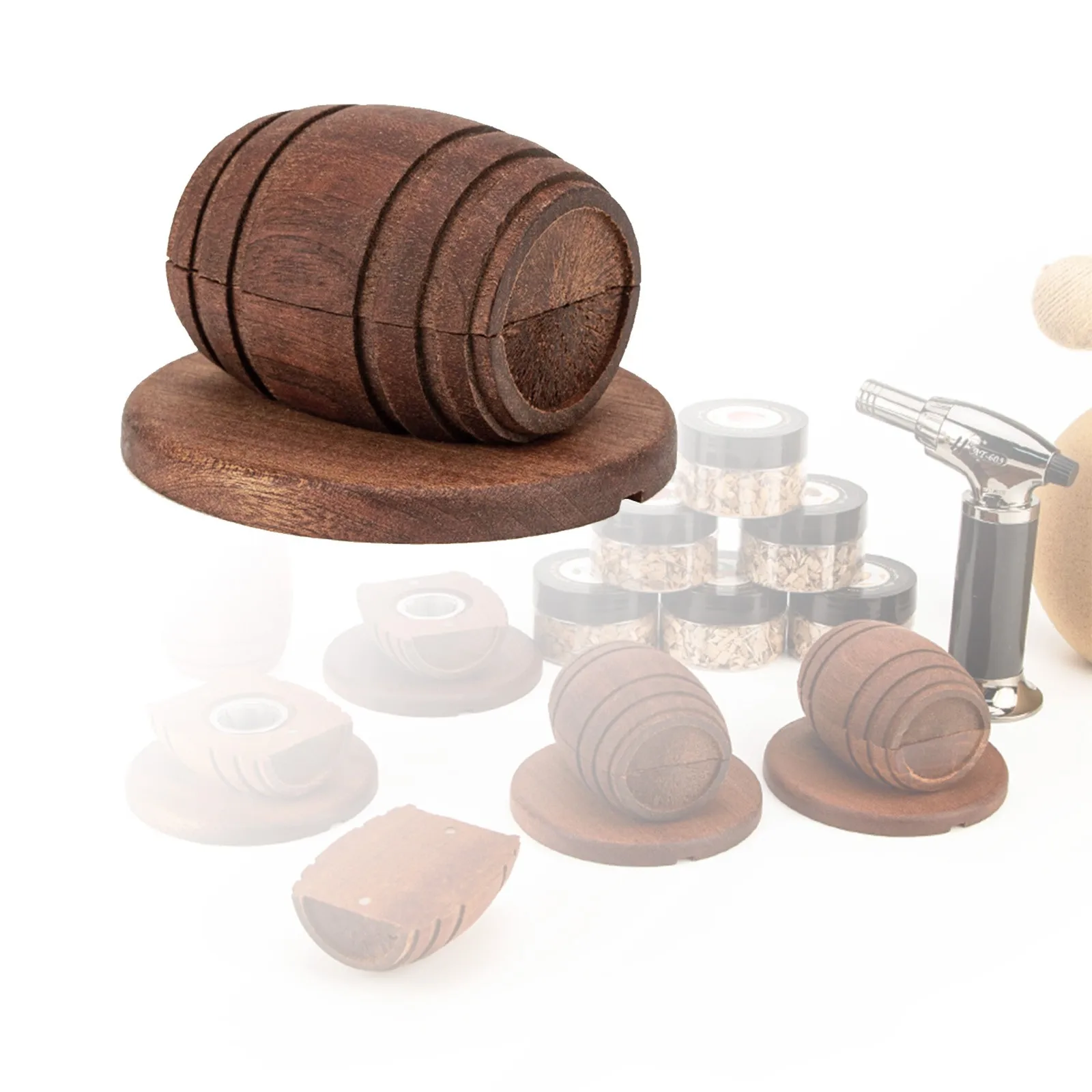 Nuevo Kit ahumador de cócteles con manzana, cereza, roble, nueces, virutas de madera, whisky, capucha de madera ahumada, ahumador para Bar, bebidas, herramienta de cocina
