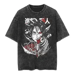 Fashion Summer TShirt Men Women Anime Vintage Washed Cotton Shirt Short Sleeve Tops Harajuku Hip Hop Streetwear Oversized Tees