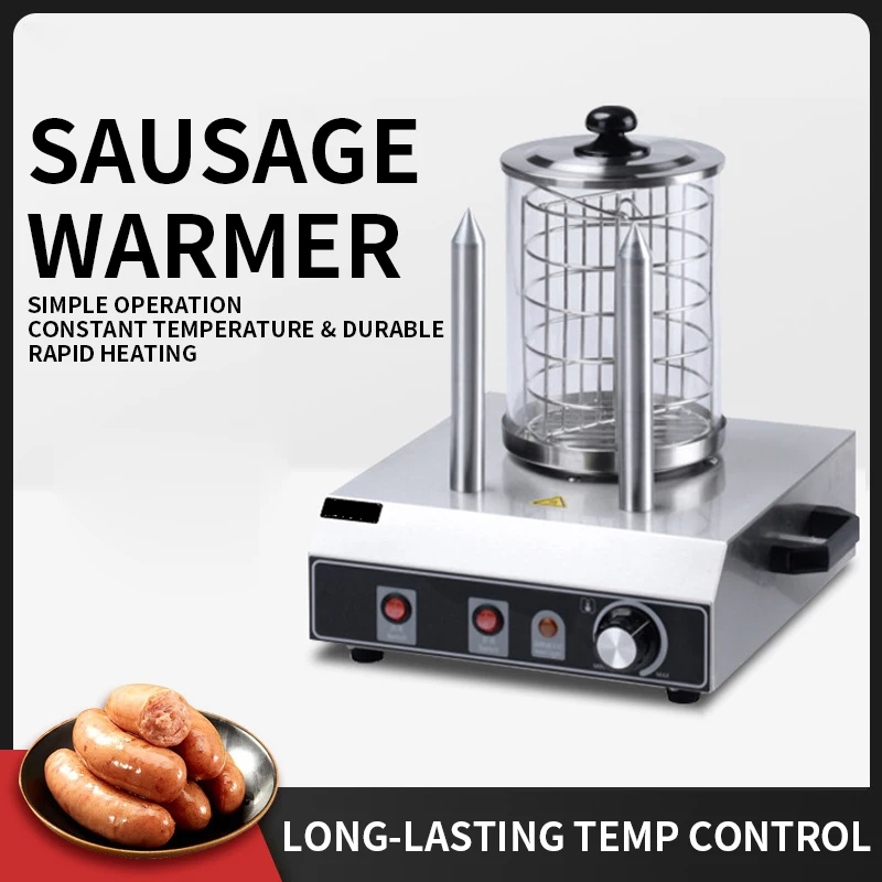 Commercial Two-Tube Sausage Roaster - Sausage Warmer Fully Automatic Temperature-Controlled Hot Dog Machine for Street Vendors