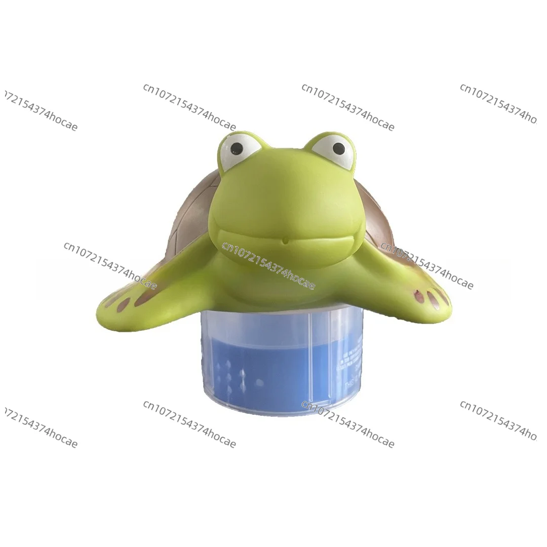 Swimming pool dispenser, automatic disinfection dispenser, foldable green sea turtle floating dispenser