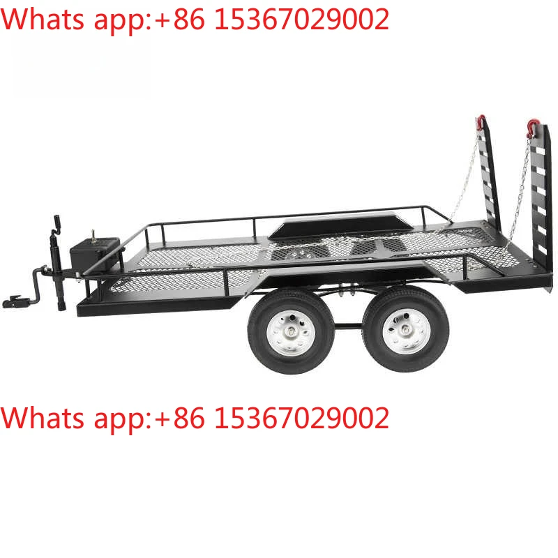 Trx4 Km2 D90 Scx10 Easy Control 1/10 Dual-axle Metal Trailer, Universal Flatbed Large Trailer For Climbing Cars