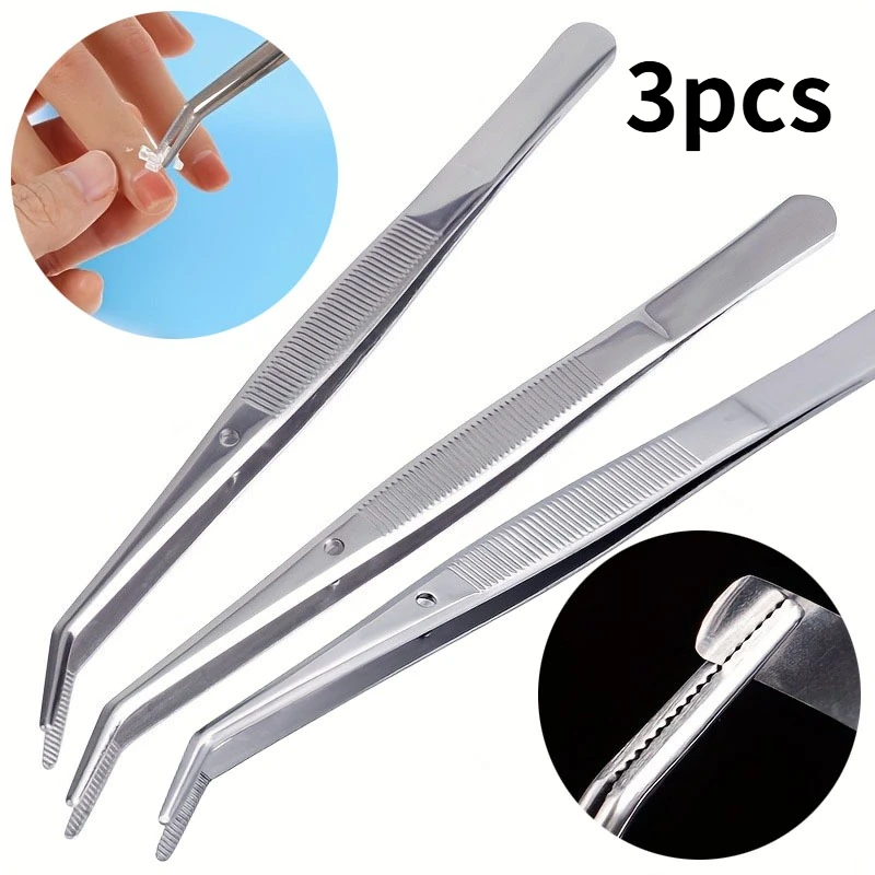 1/2/3pcs Pet Feeding Tools,Small Pet Feeding Tweezers,Multi-Purpose Stainless Steel Tweezers,Small Pets And Craft Manufacturing