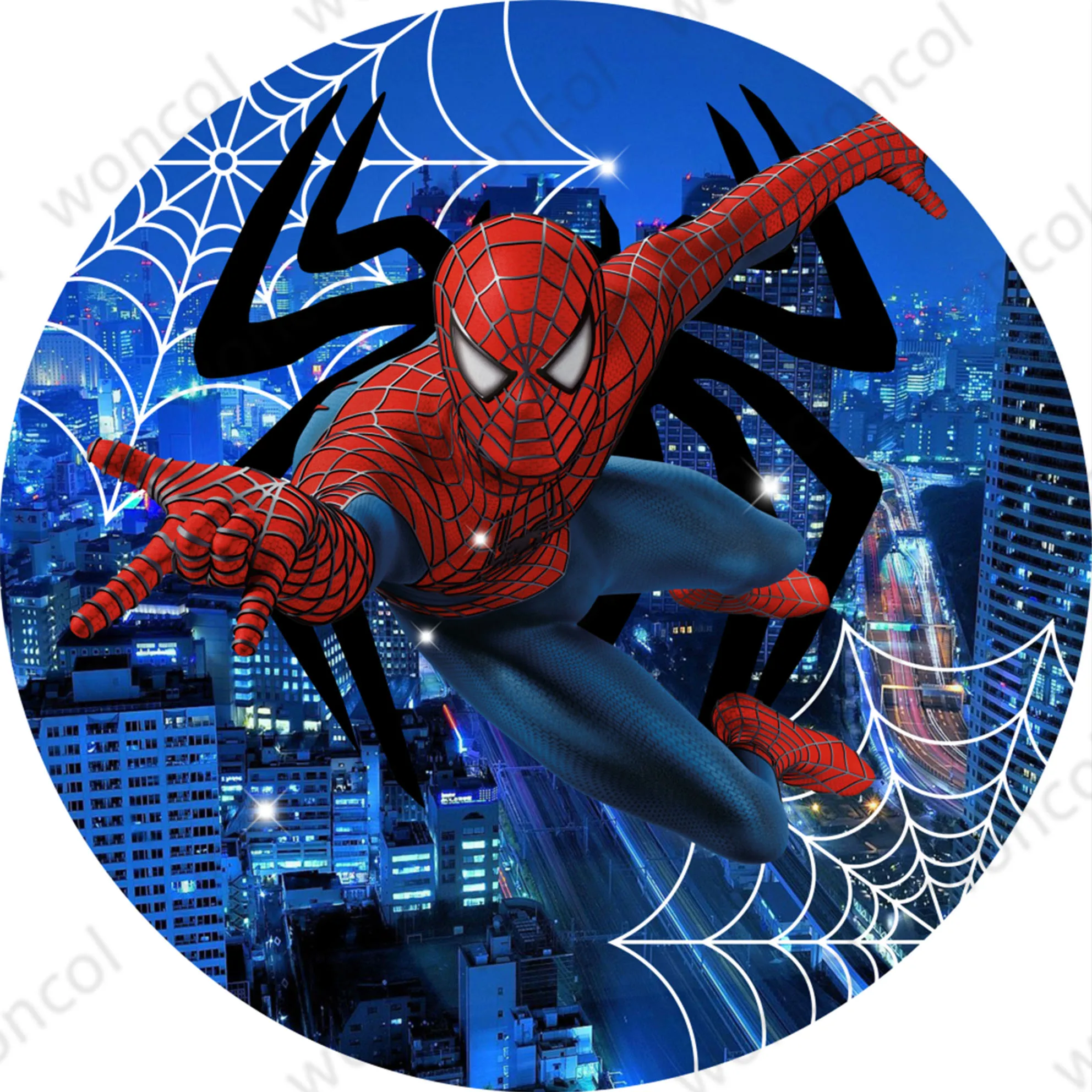 Spiderman Birthday Round Cover Boy Birthday Photo Backdrop Superhero Spiderman Cylinder Cover Spiderman Baby Shower Prop