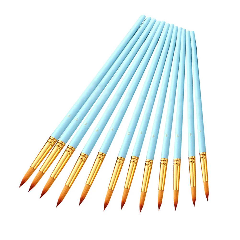 

12Pcs Art Brush Set Premium Portable Paint Brushes for Fine Detail Work Watercolor Illustration Miniature Painting Sky-Blue